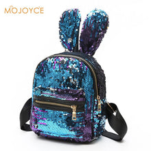 Bling Sequins Womens/Girls Backpack Cute Big Rabbit Ears