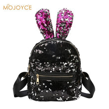 Bling Sequins Womens/Girls Backpack Cute Big Rabbit Ears