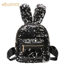 Bling Sequins Womens/Girls Backpack Cute Big Rabbit Ears