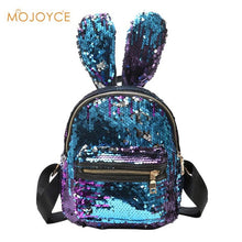 Bling Sequins Womens/Girls Backpack Cute Big Rabbit Ears